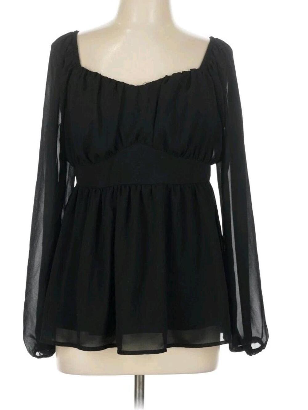 Torrid Peplum Chiffon Long Sleeve Top